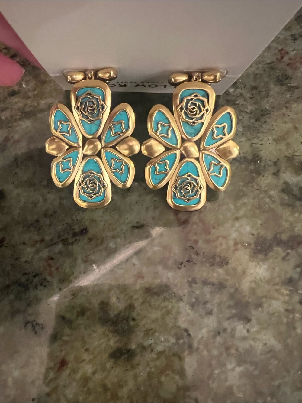 Kendra Scott; Yellow Rose, Jamie Vintage Gold Statement Earrings - Picture 3 of 6
